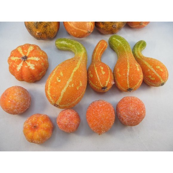 Variety of 14 Fall Decorative Artificial Pumpkins Squash Home Decor - Picture 7 of 12